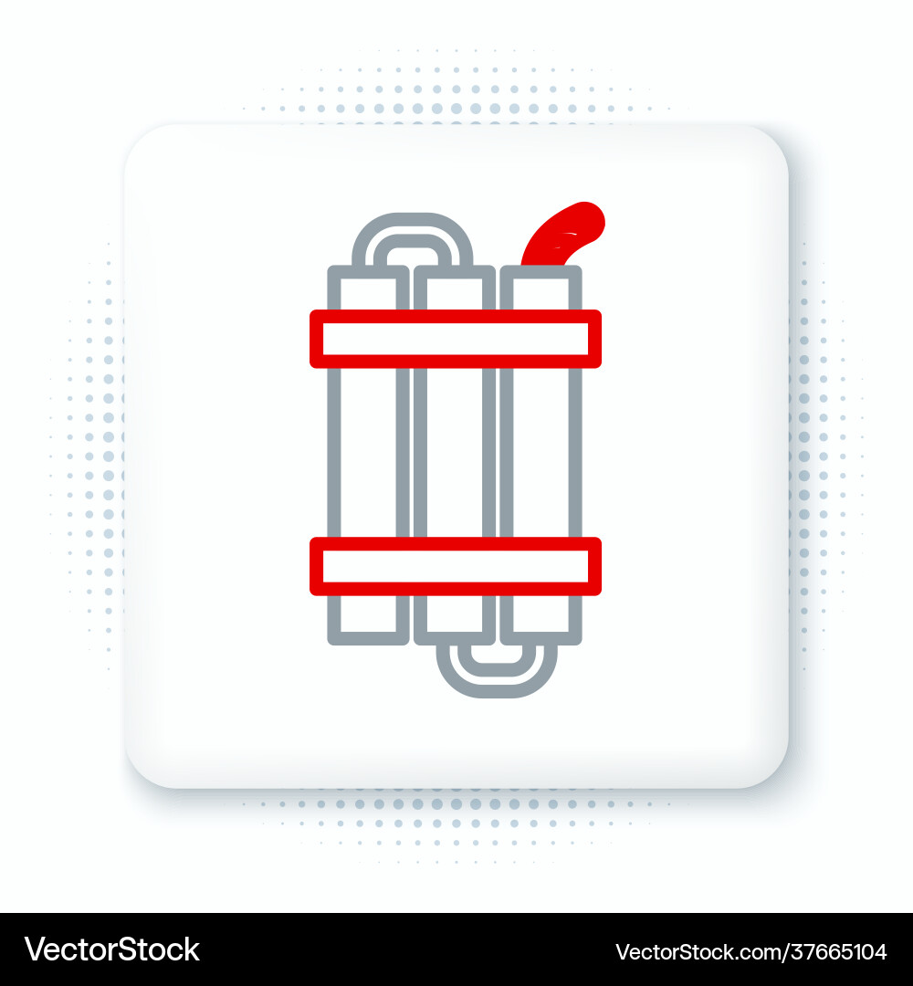 Line detonate dynamite bomb stick and timer clock Line detonate dynamite bomb stick and timer clock vector image