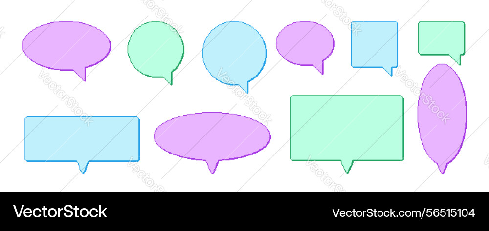 Pixel art speech bubbles 8 bit colorful text Pixel art speech bubbles 8 bit colorful text vector image