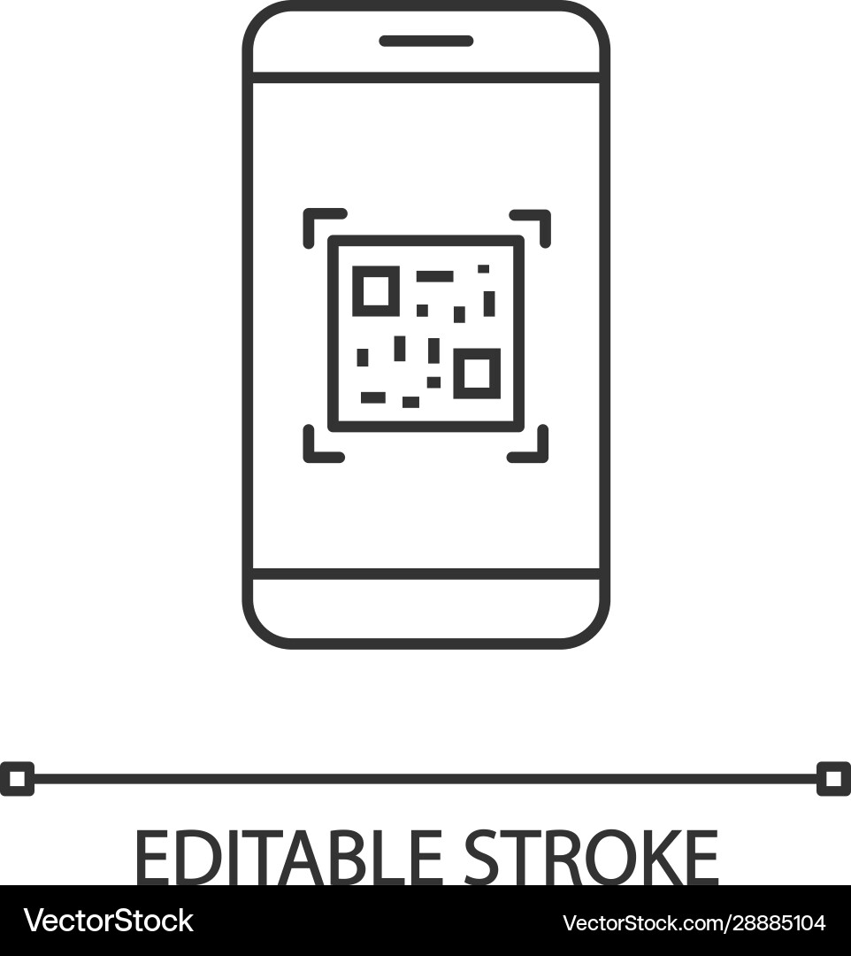 Qr code scanning smartphone app linear icon Qr code scanning smartphone app linear icon vector image