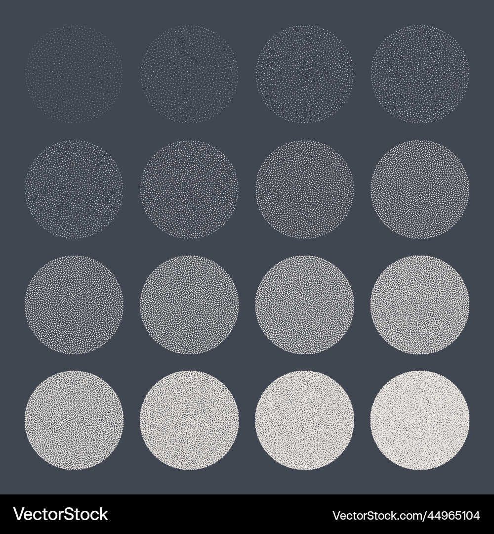 Round shaped dotted objects stipple elements Round shaped dotted objects stipple elements vector image