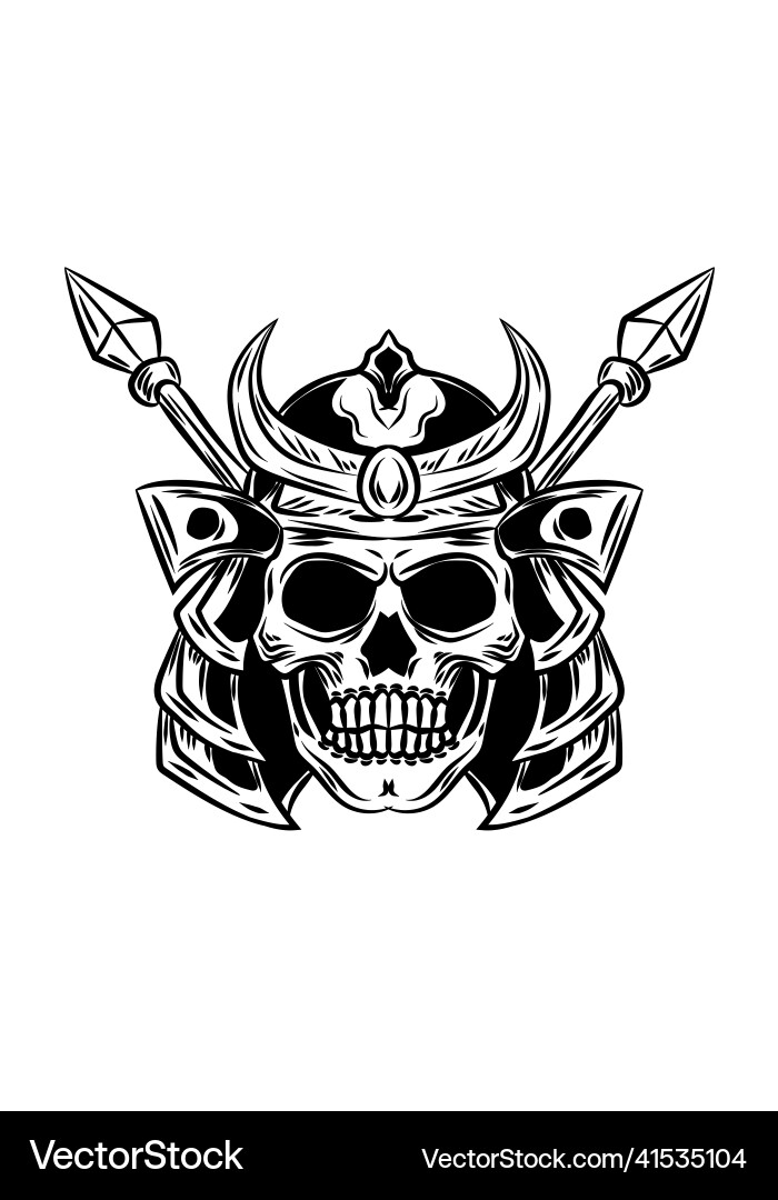 Samurai Skull with Spear vector image