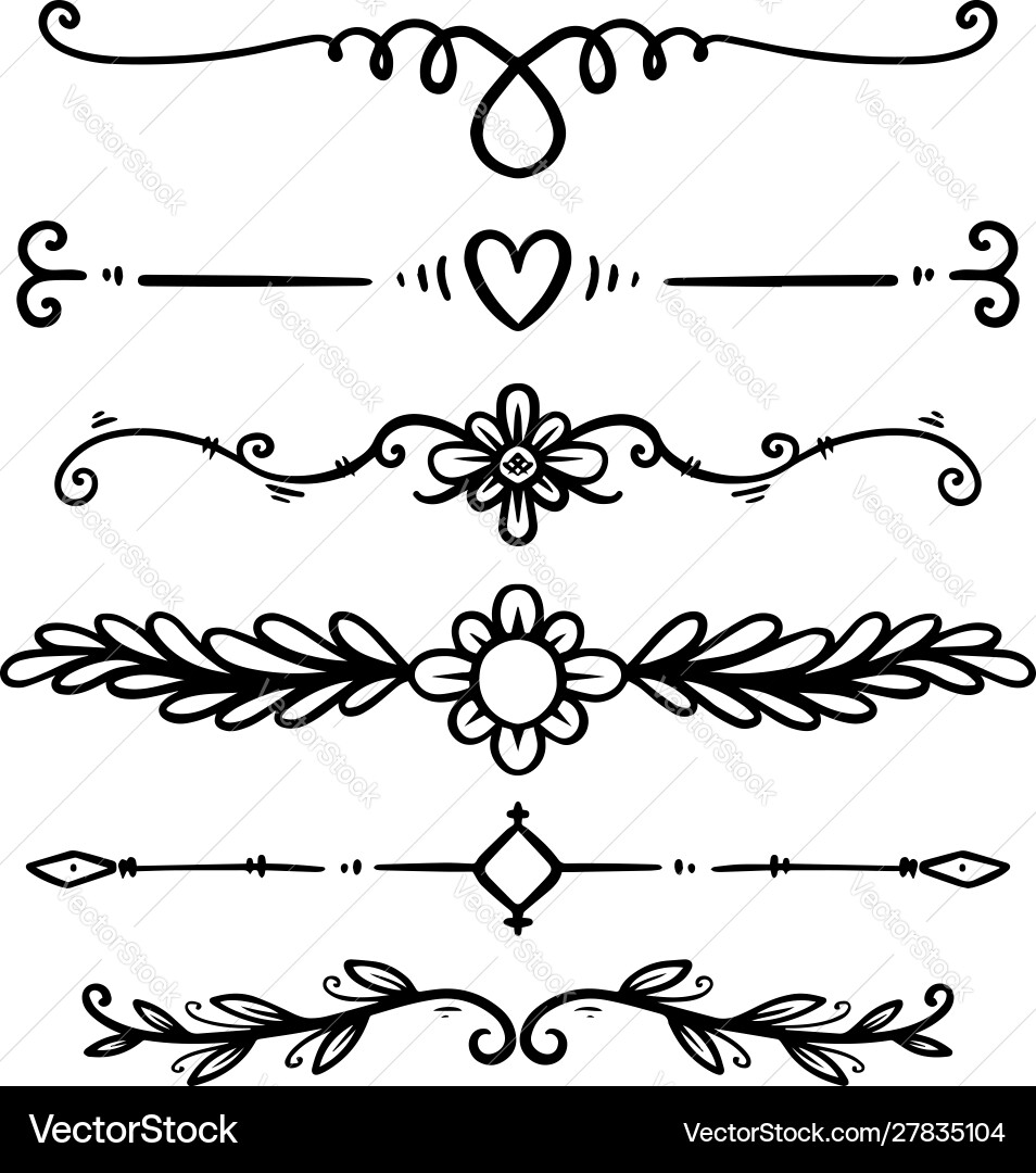 Set hand drawn text dividers for poster card Set hand drawn text dividers for poster card vector image