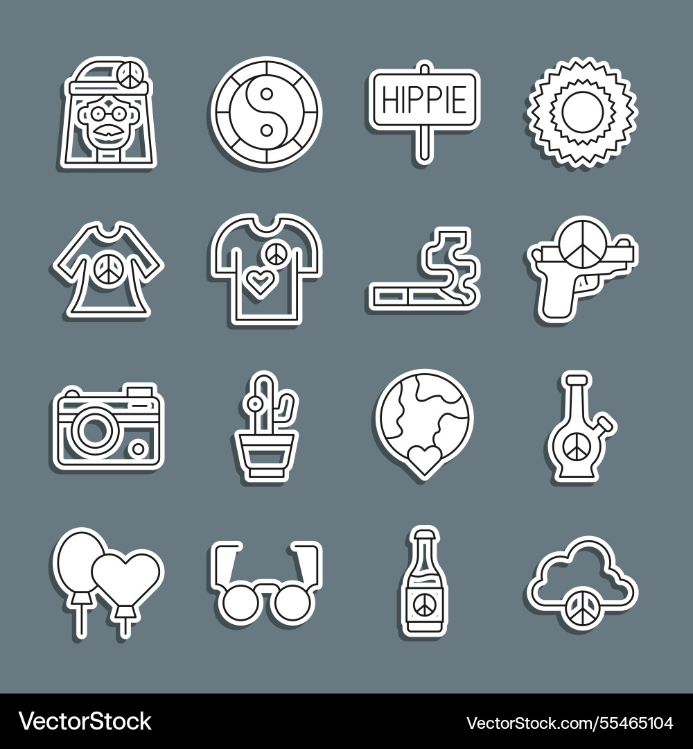 Set line peace cloud bong no war t-shirt print Set line peace cloud bong no war t-shirt print vector image