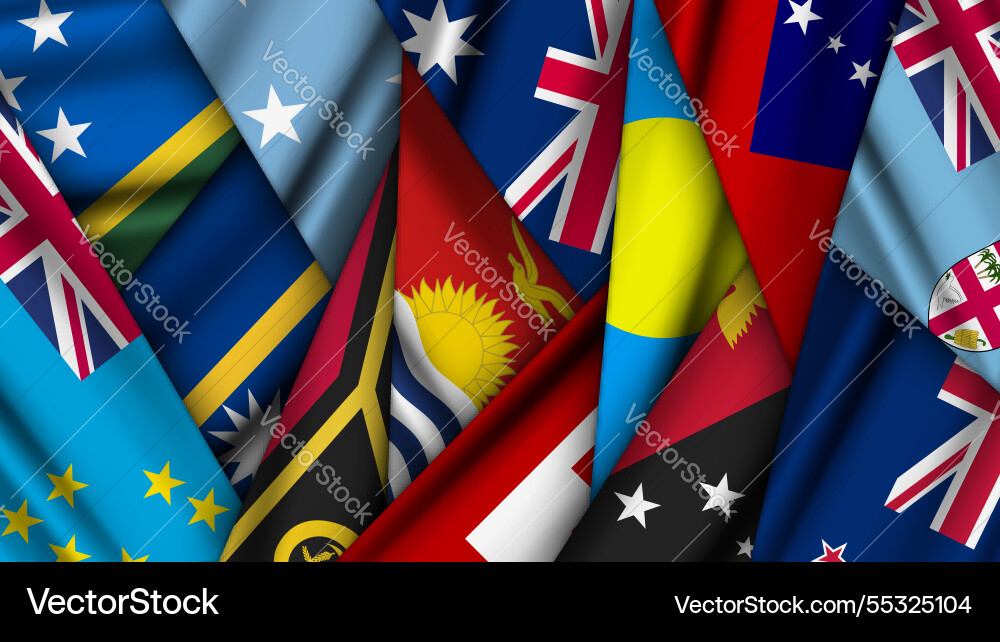 Set of variant flags stacked on top each other Vector Image