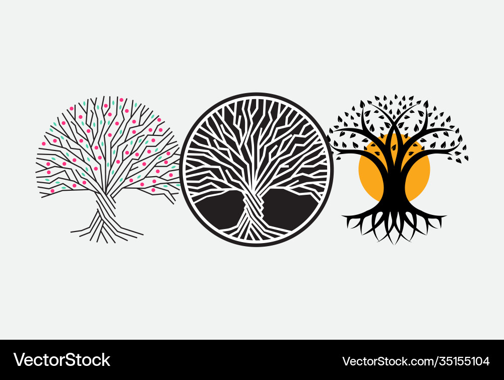 Trunk root and branches tree round Trunk root and branches tree round vector image