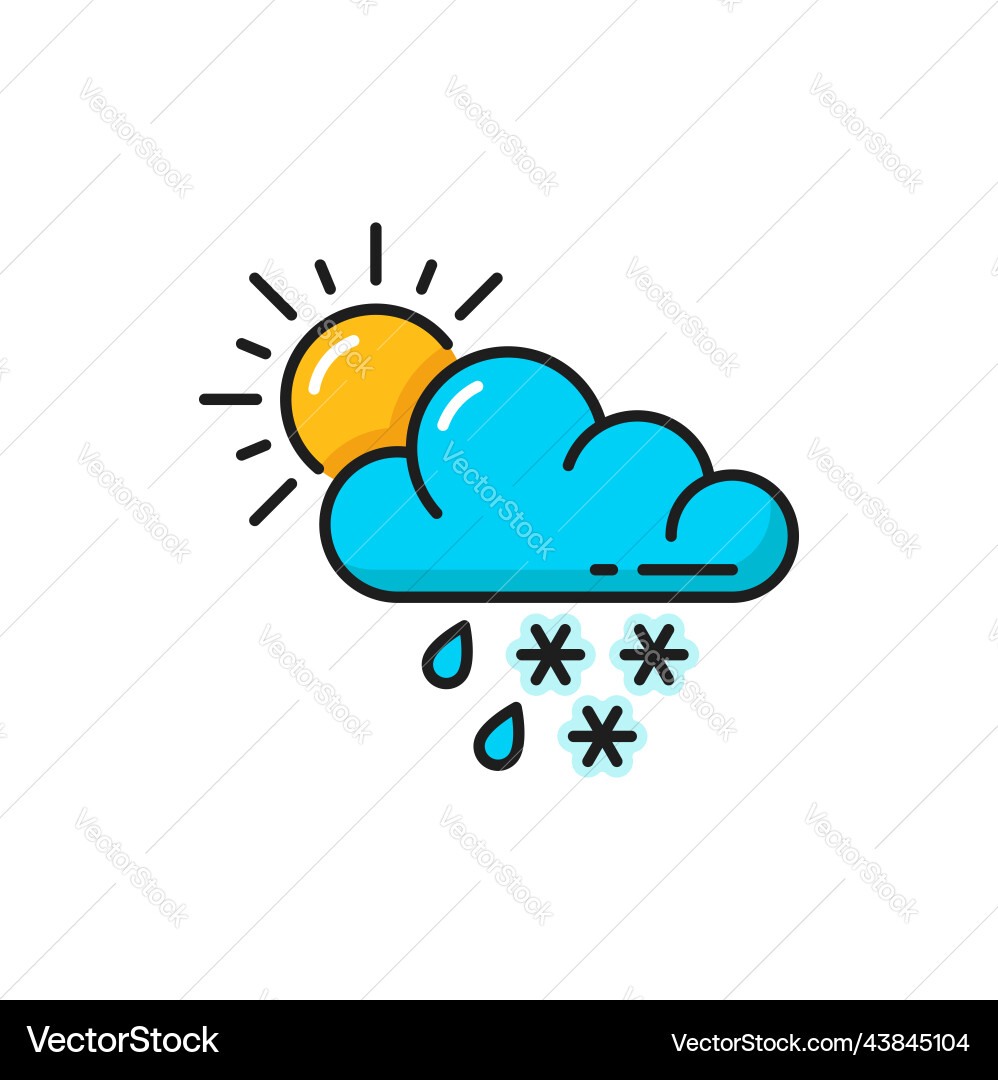 Weather forecast cloud rain snow and sun icon Vector Image