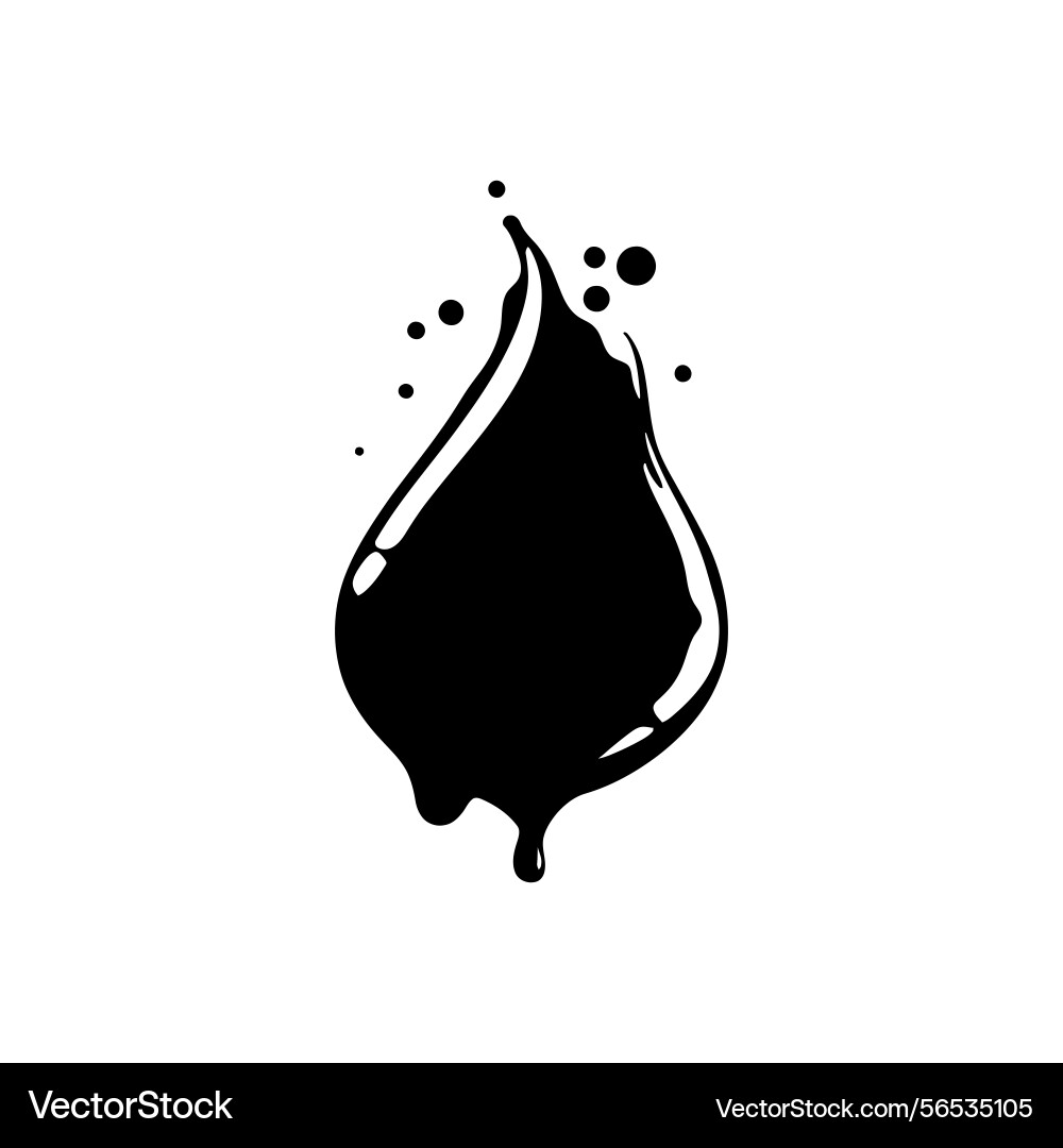 Abstract black drop with splatters isolated Vector Image