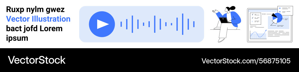 Audio playback button with charts and analysis Audio playback button with charts and analysis vector image