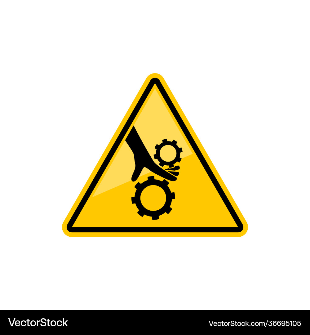 Beware crashing rotating machinery sign vector image