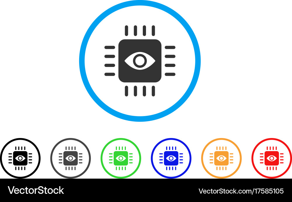 Bionic eye processor rounded icon vector image