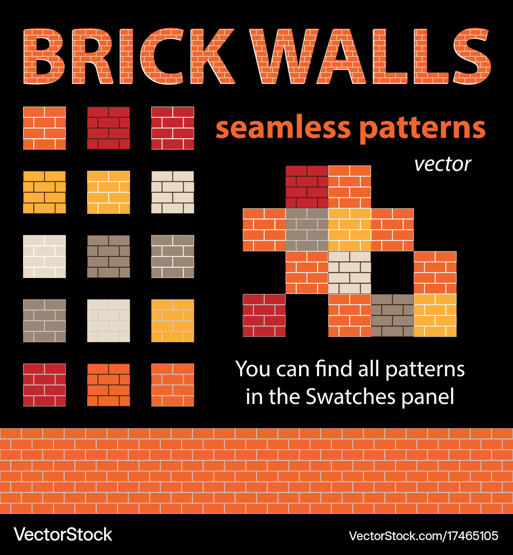Brick walls seamless patterns Vector Image