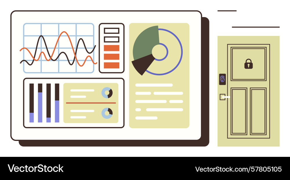 Daten-Dashboard mit Analytik und Sicherheitstür Daten-Dashboard mit Analytik und Sicherheitstür vektorbild