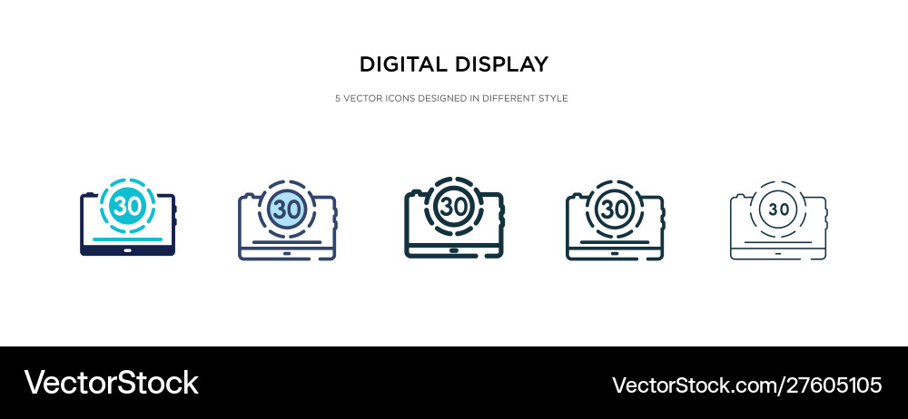 Digital display 30 icon in different style two Digital display 30 icon in different style two vector image