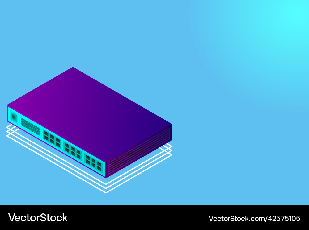 Isometric switch with up link port Isometric switch with up link port Vector Image