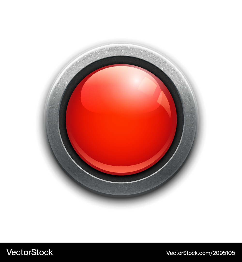 Large Red Button with Rim vector image