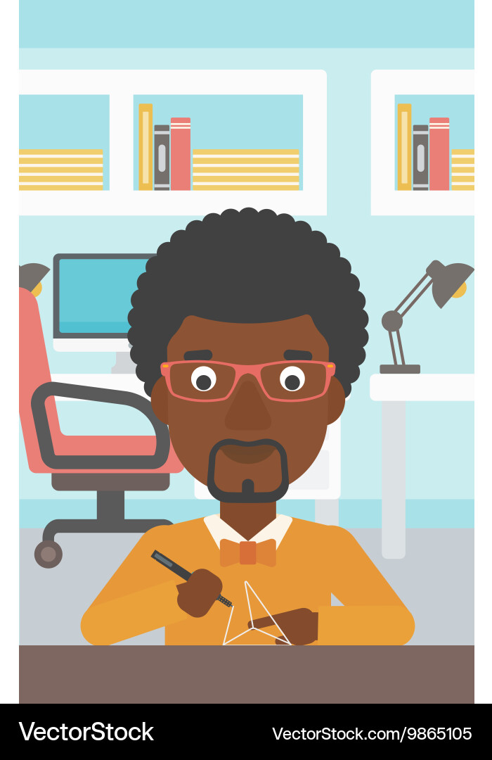 Man using three d pen vector image