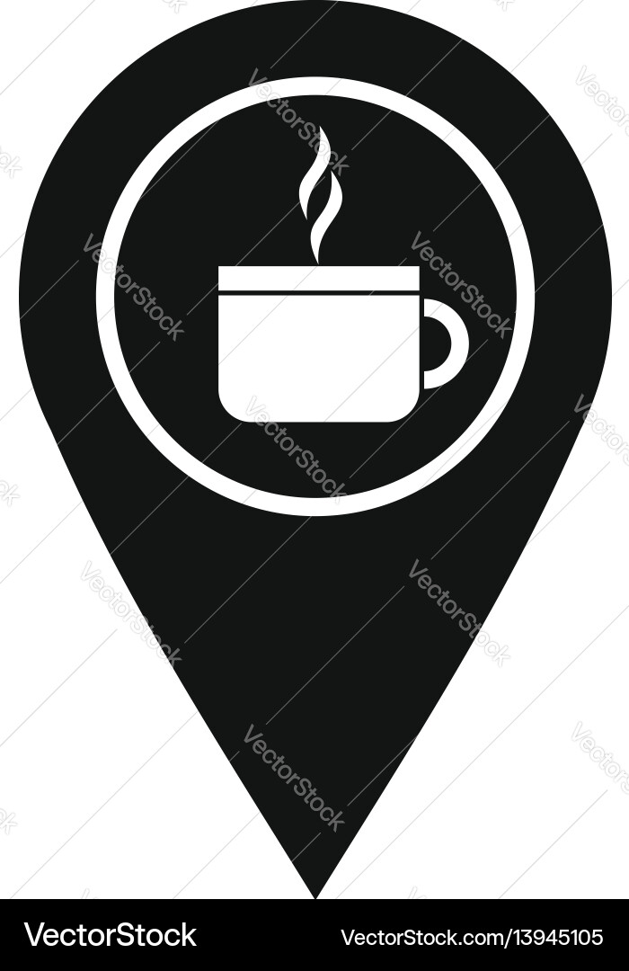 Map pin location with tea or coffee cup sign icon Map pin location with tea or coffee cup sign icon vector image