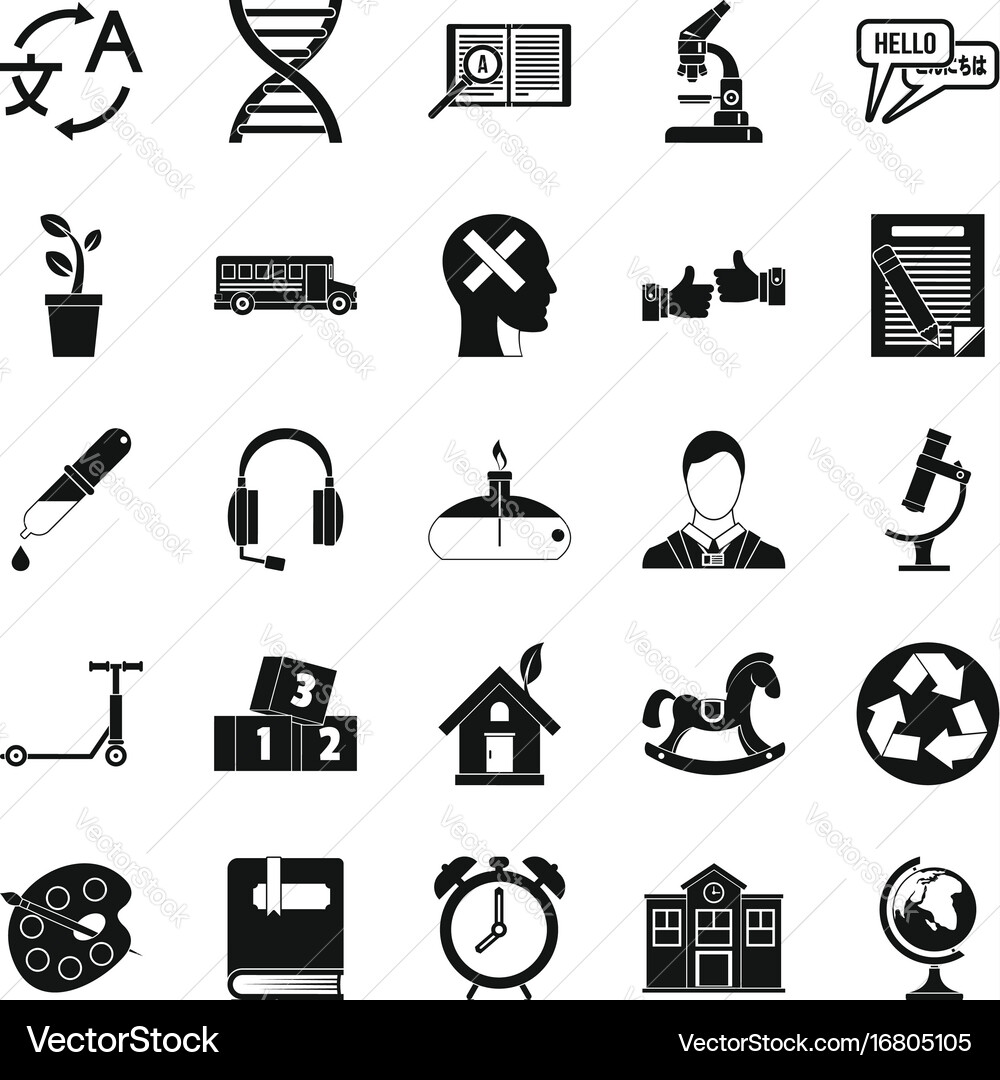 New discoveries icons set simple style Vector Image