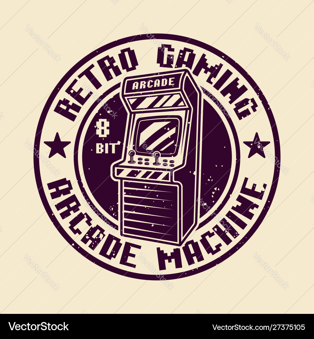 Retro Arcade Round Badge vector image
