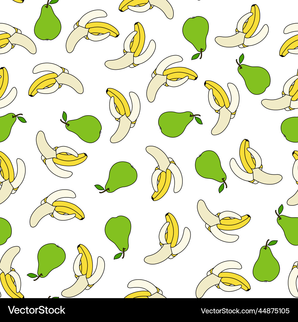 Seamless pattern with pears and bananas Seamless pattern with pears and bananas vector image