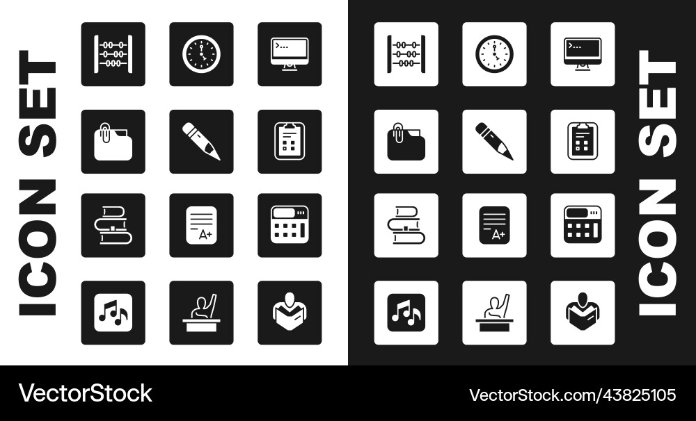 Set computer monitor pencil with eraser document Vector Image
