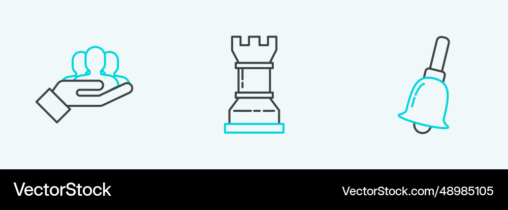 Set line ringing bell project team base Vector Image