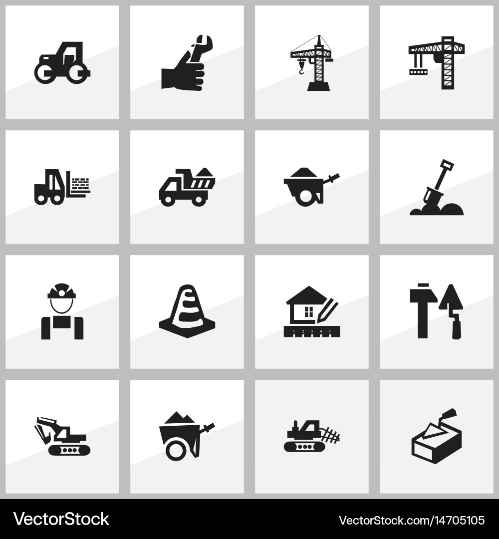 Set of 16 editable building icons includes vector image