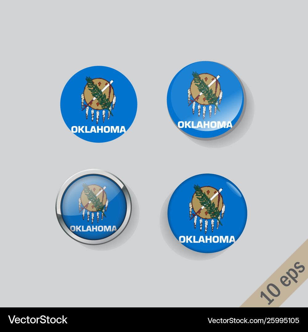 Set round buttons with image oklahoma vector image