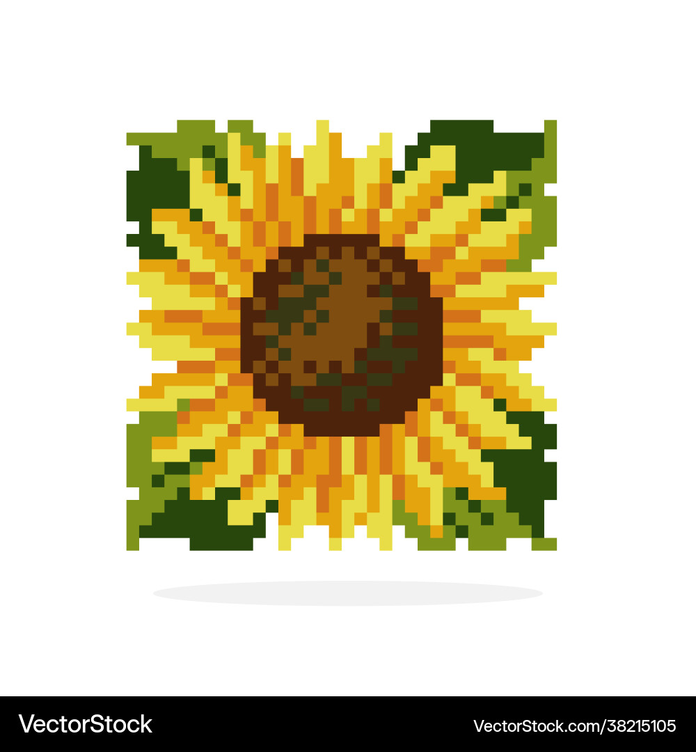Sunflower beading pattern pixel image Vector Image