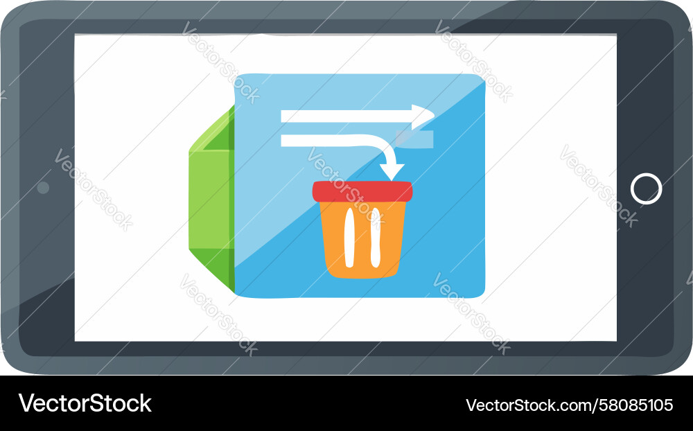 Tablet File Upload & Cloud Management Vector Image