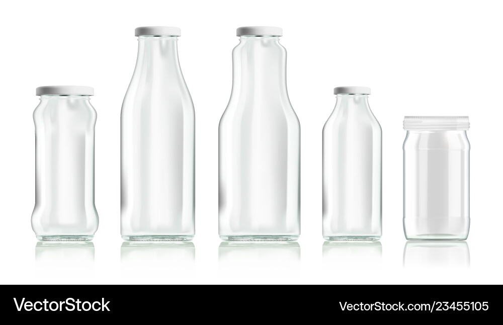 Transparent Empty Bottles Set vector image