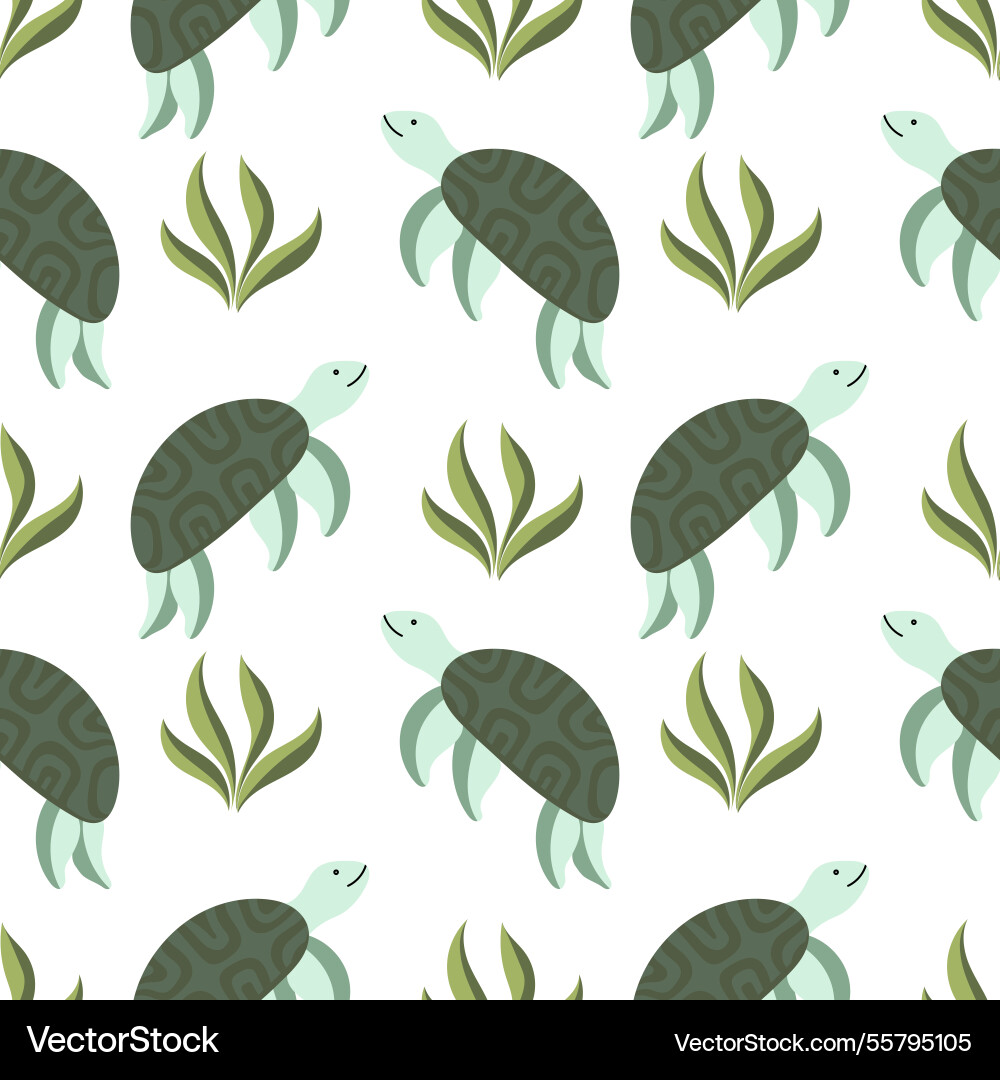 Turtle seamless pattern Turtle seamless pattern vector image