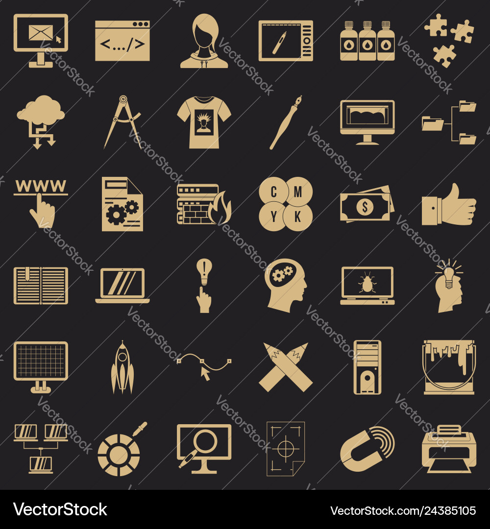 Web design icons set simple style Web design icons set simple style vector image