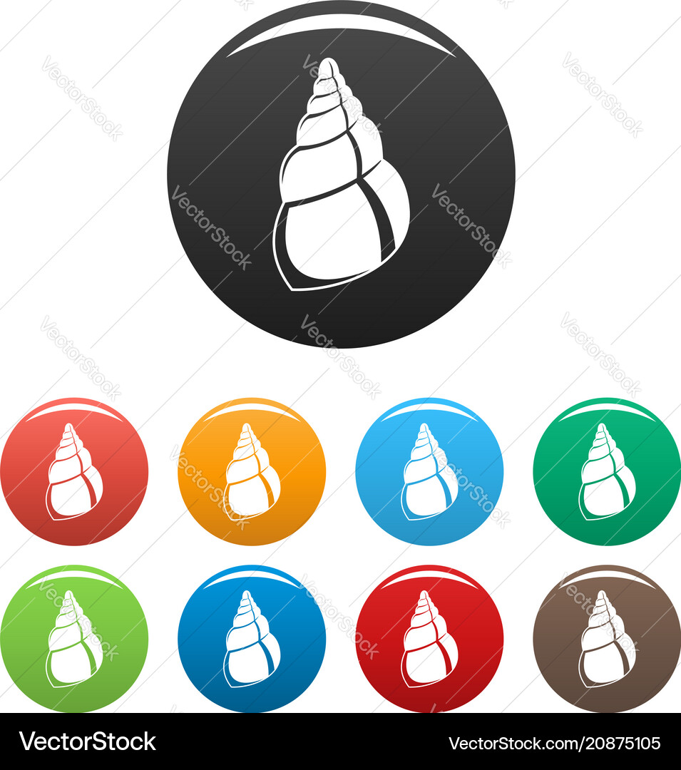 Wild shell icons set color Vector Image