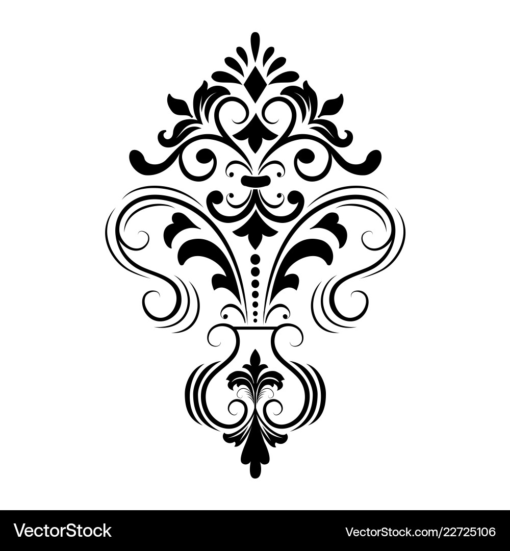 Damask element isolated central Vector Image