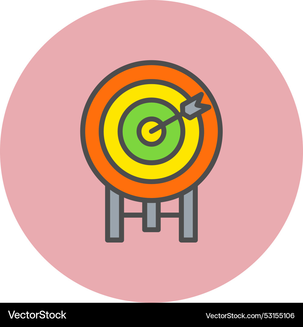 Dartboard line filled circle icon Vector Image
