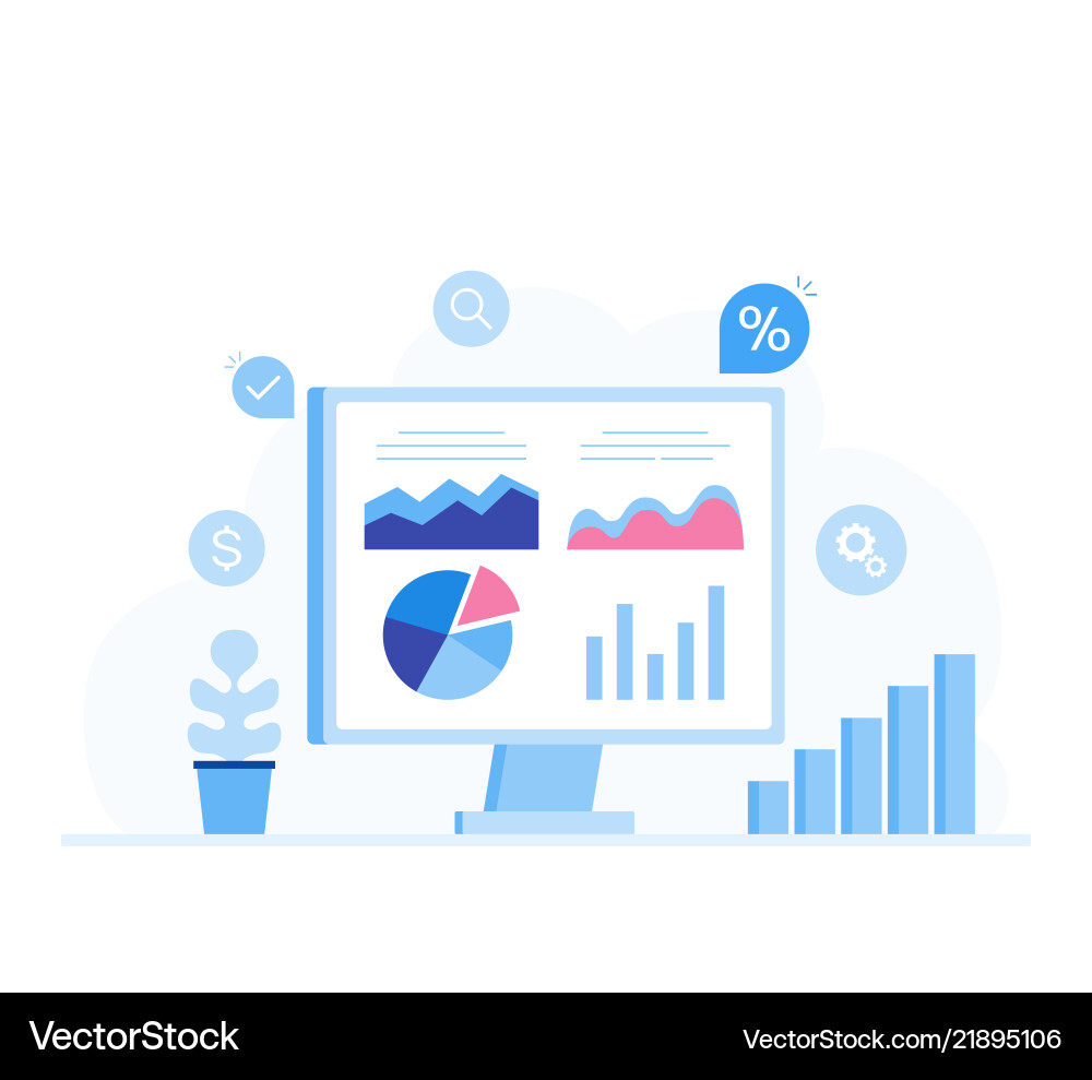 Data Analysis Charts & Graphs Vector Image