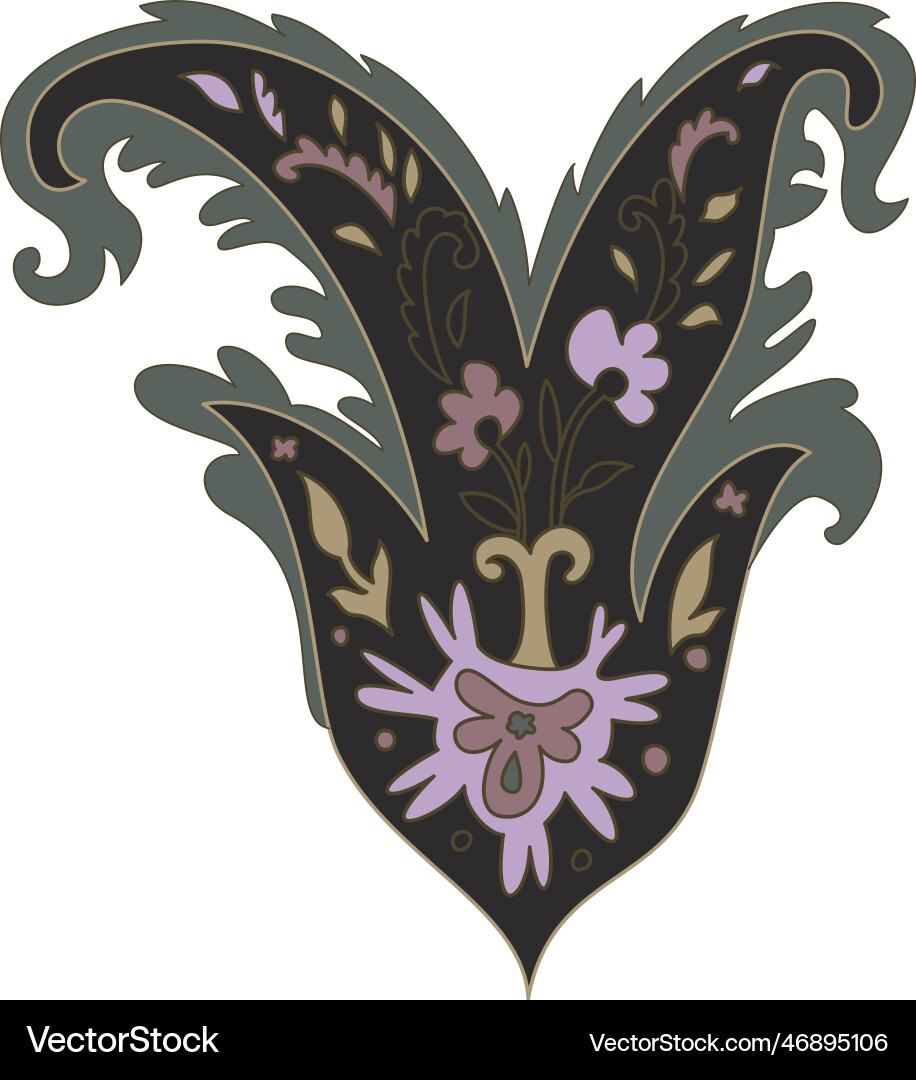 Flower with blossom and foliage paisley decor Flower with blossom and foliage paisley decor vector image