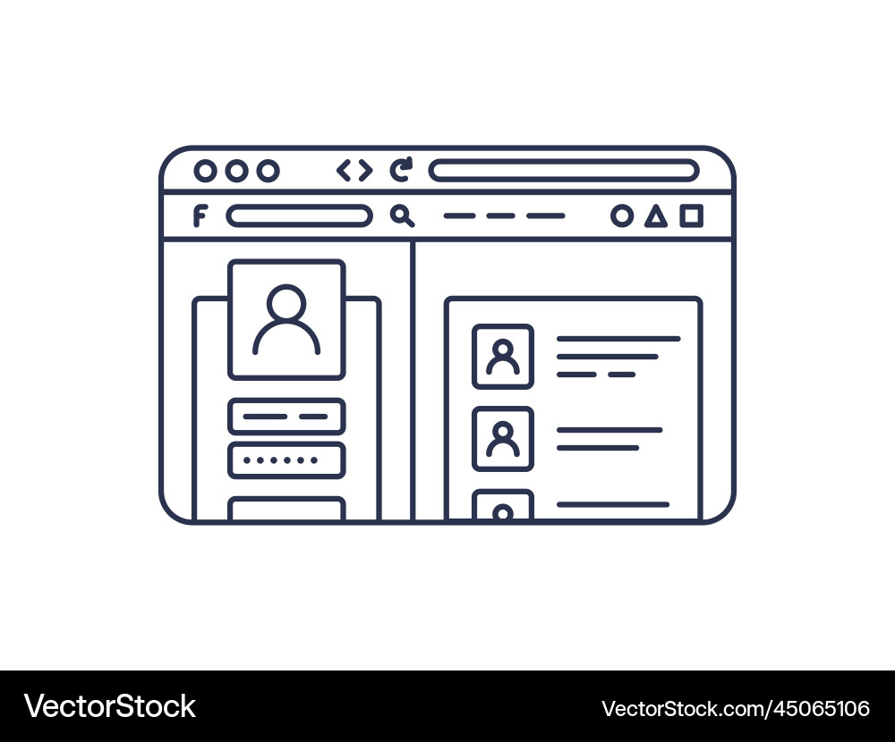 Internet browser window flat line Vector Image