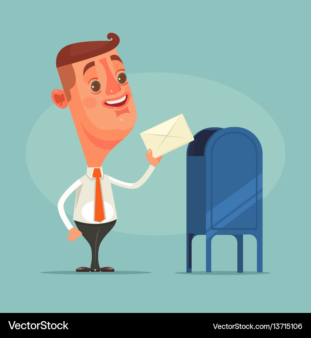 Man office worker character got envelope message Man office worker character got envelope message vector image
