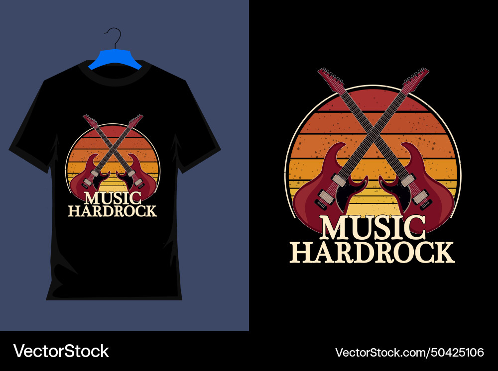 Music hard rock retro t shirt design vector image