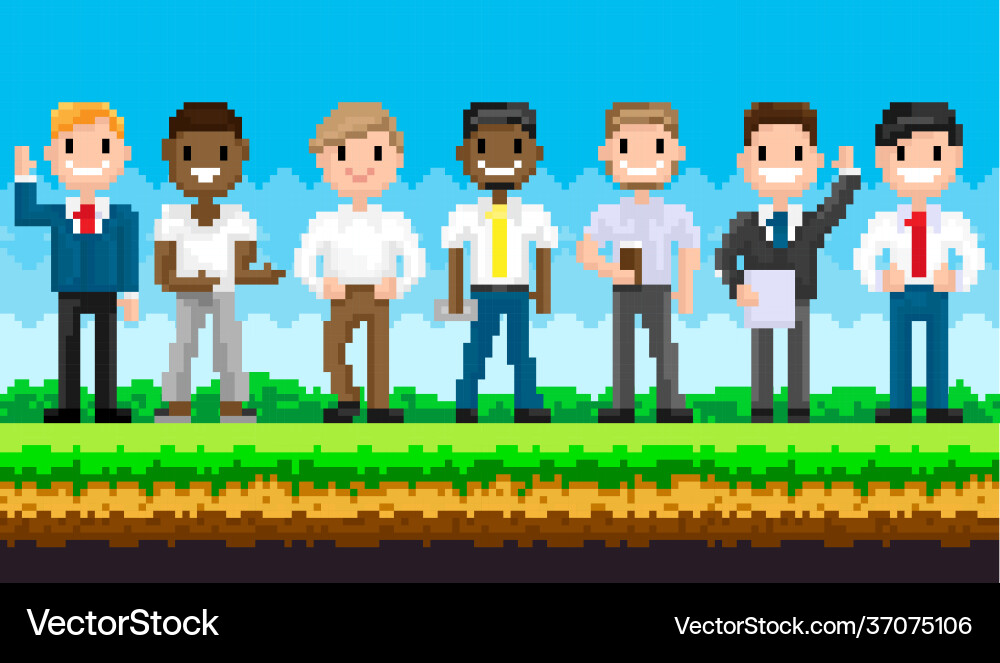 Retro Pixel Game Characters vector image