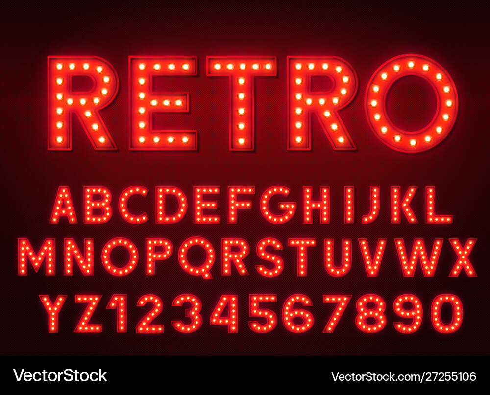 Retro Red Alphabet Lightbulb Sign vector image