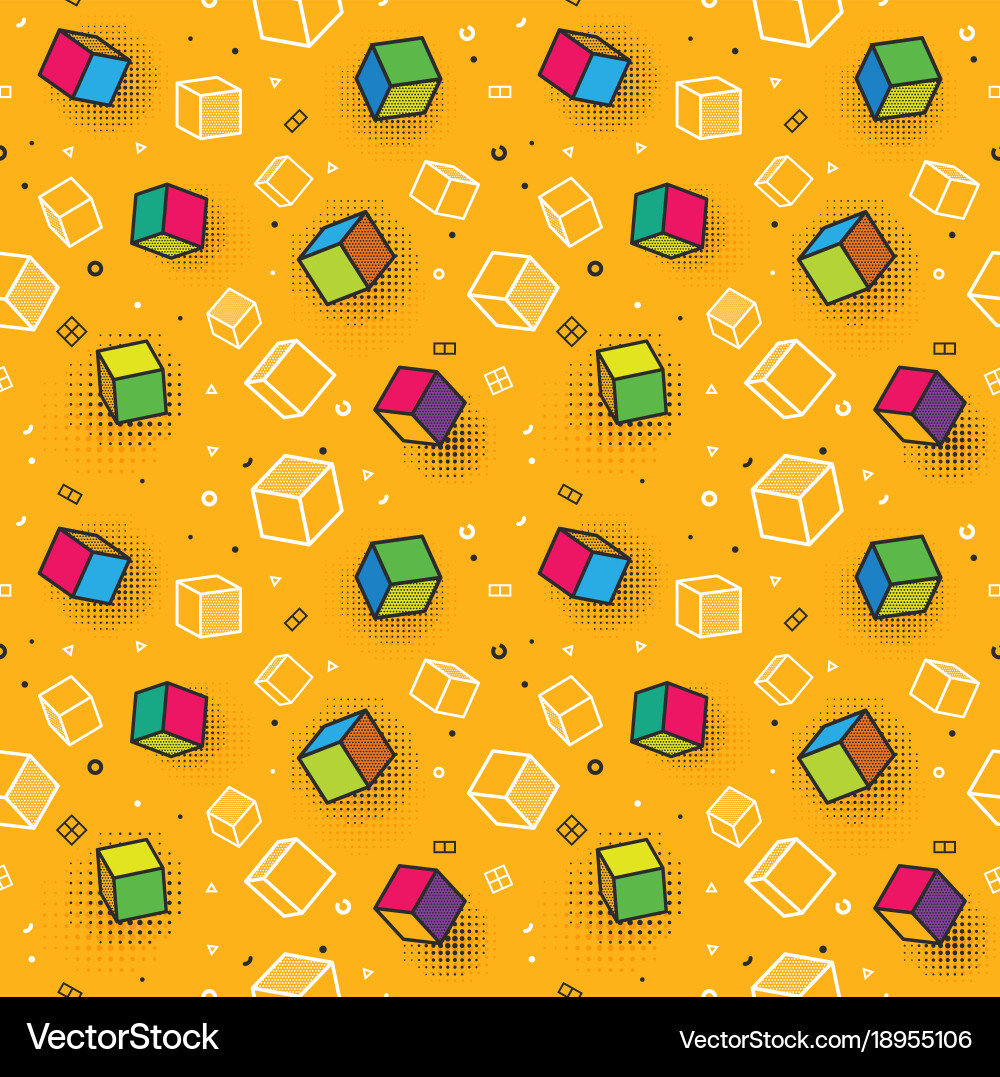 Seamless pattern colorful with 3d vector image