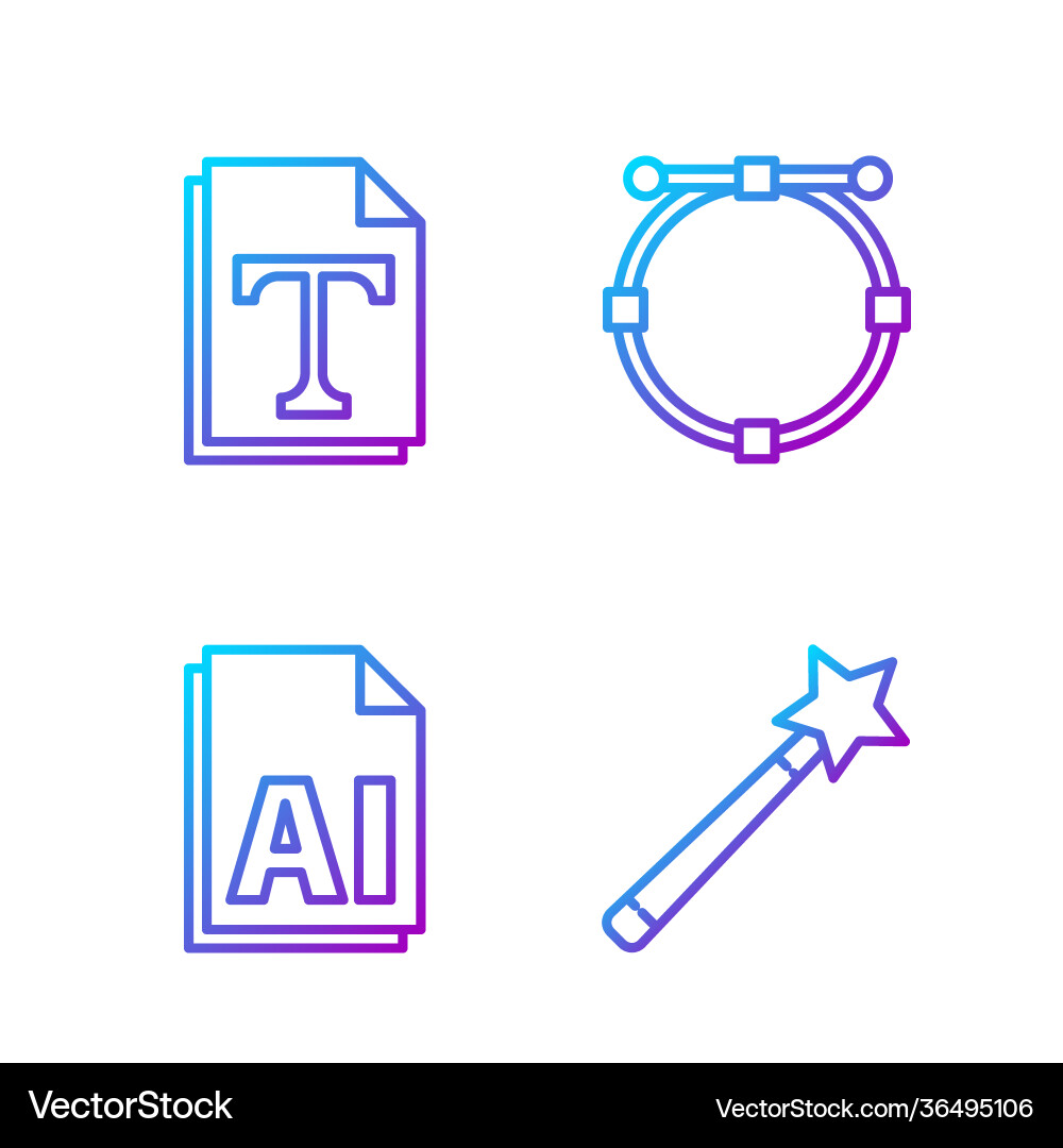 Set line magic wand ai file document text vector image