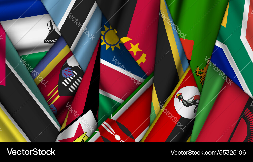 Set of variant flags stacked on top each other Vector Image