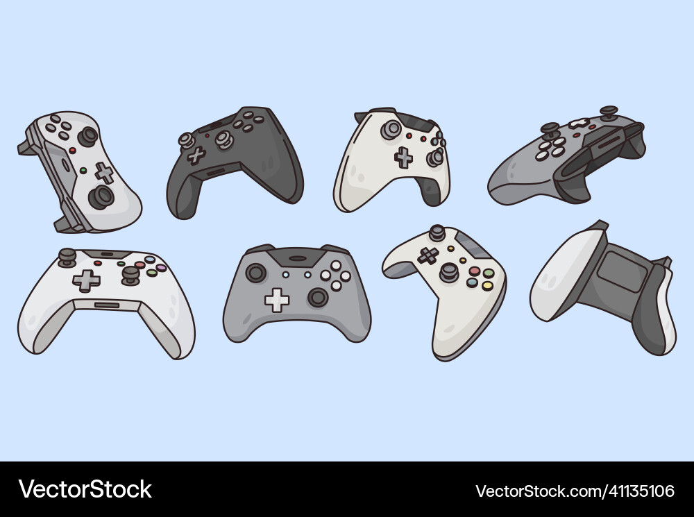 Set of various game controllers vector image