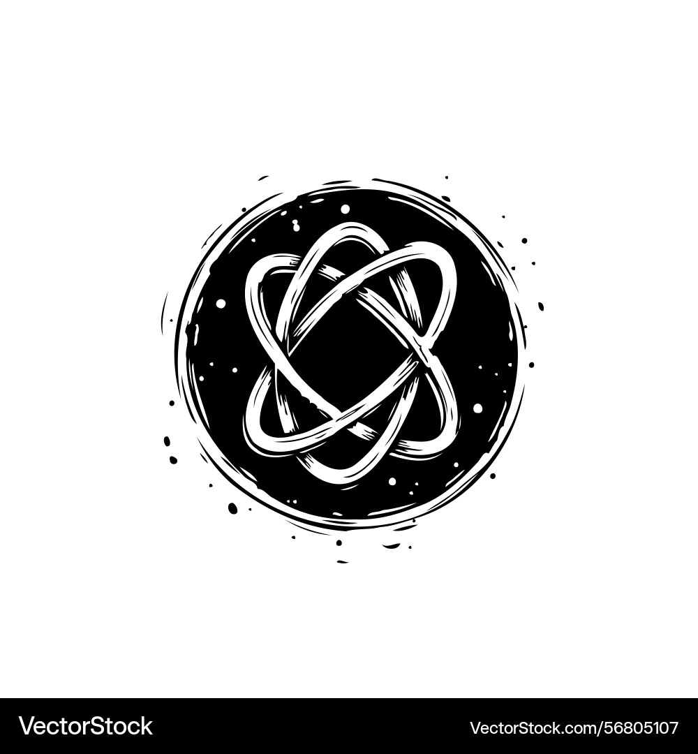 Abstract tangled loop emblem within grunge circle Abstract tangled loop emblem within grunge circle vector image
