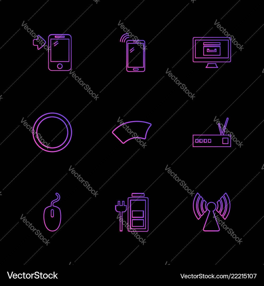 Battery wifi network infrared signals web vector image