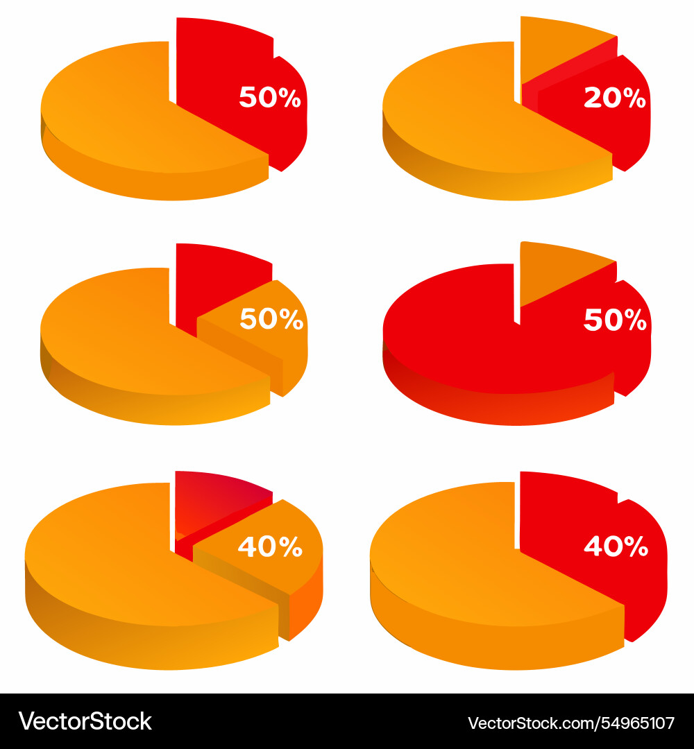 Bunte 45 und 55 Pie-Charts für Daten Lizenzfreier Vektor